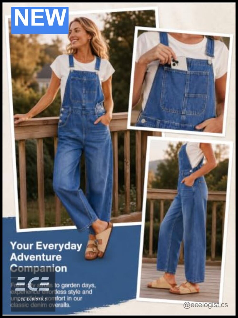 Flowyair Women's Denim Overalls Barrel Wide Leg Adjustable Bib Jumpsuit - Picture 5 of 6